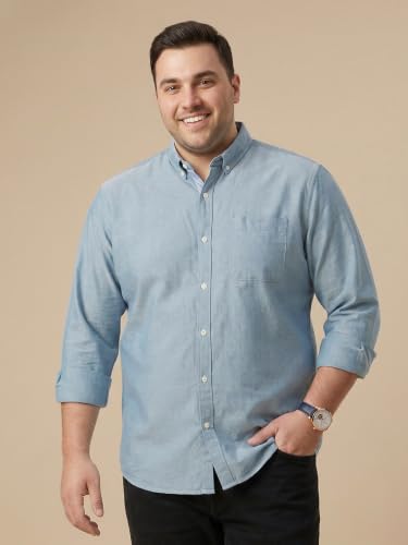 Image of Thomas Scott Men's | Plus Size | Regular Fit | Long Sleeves | Button-Down Collar | Oxford Fabric | Casual | Shirts for Men