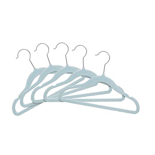 Kit 20 Cabides de Veludo Infantil Ultrafinos Antideslizante Slim Azul