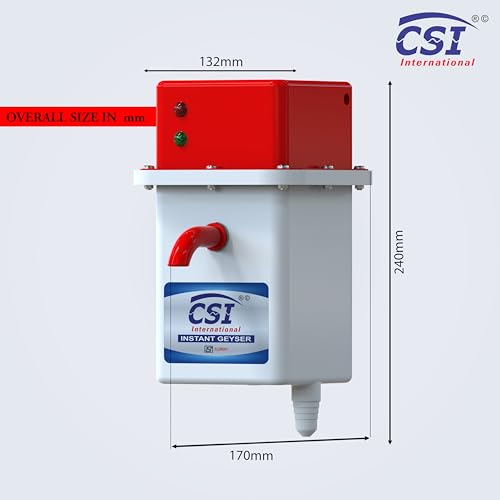 Image of CSI INTERNATIONAL Instant Water Geyser 1 L Potable water heater, Auto Cut Off Feature with 1 Year Warranty, For Home, Office, Restaurant etc, Geyser Made of First Class Abs Plastic (white-red)