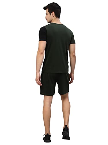 Image of RIGO Cotton Waffle Knit Self Textured Casual Style Co-Ord Set for Men's|Night Suit Set for Men's|Lounge-Wear Nightdress Pajama Set for Men's|Night Wear,Beach Wear,Vacation Wear Green,Black,X Large