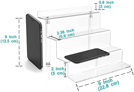 WINKINE Acrylic Riser Display 4-Tier Stand Shelf for Amiibo Funko POP Figures Clear Tabletop Spice Rack Dessert Stand Desktop Acrylic Display Riser for Decoration & Organizer (1 piece small)