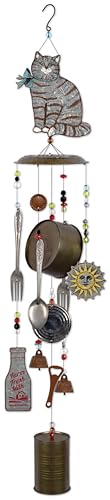 Sunset Vista Designs Farm Cat Metal Wind Chime Galvanized
