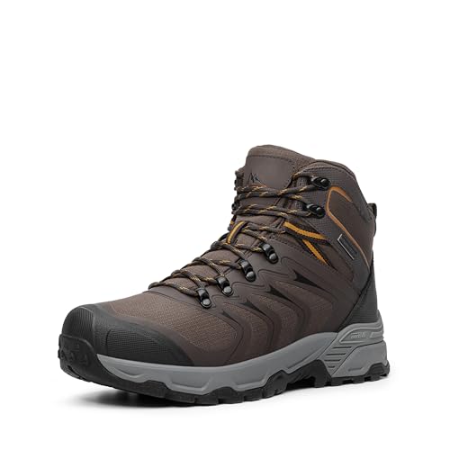 NORTIV 8 Men's Waterproof PRO Hiking Boots Outdoor Lightweight Non-Slip Arch Support Trekking Camping Ankle Boots Armadillo 3.0,Size 12,Brown,NMUMHB2508
