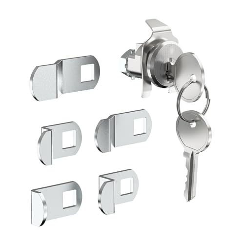 Xinafan Mailbox Lock Replacement Kit S4140 Heavy Duty Security Lock for Several Mailboxes Brands, 90° Counter-Clockwise Rotation Compatible with ILCO 1003M Keyway, 5 Cams, 2 Keys, Nickel Finish