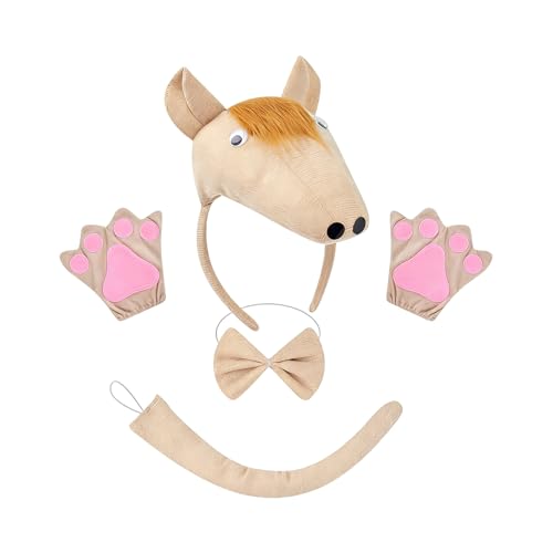 Accesorios de disfraz de caballo, diadema de caballo, cola, tutús, guantes, corbatín, conjuntos de disfraces de caballos para Halloween, cosplay, conjuntos de disfraces de animales