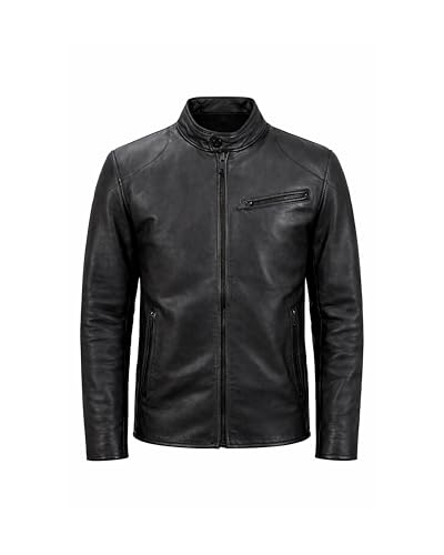 Rauly Genuine Leather Jacket Men Biker Style Zip Up Real Lambskin