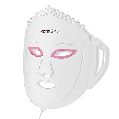 Toponechoice LED Face Mask Light Therapy Device, 7 Colors LED Light Facial Therapy Mask, Red and Blue Light Therapy for Face, Facial Beauty Mask at Home Portable