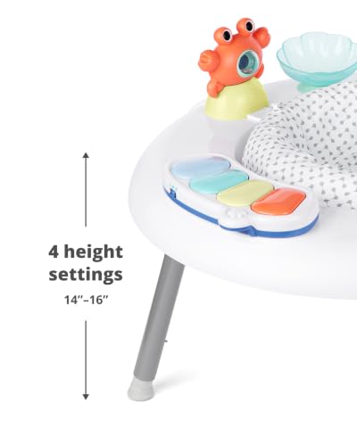 Skip Hop 2-in-1 Baby Activity Center with 20+ Developmental Activities Light-up Musical Piano for Tummy Time Play 4 Clip-on & Moveable Toys and 360-degree Rotating Seat Seascape Age 4m+ - image 6