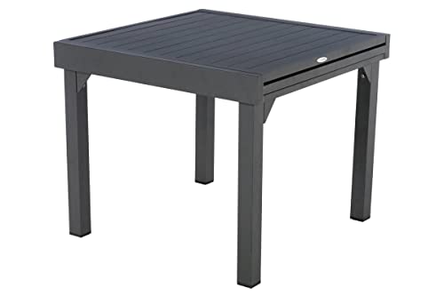 Hespéride - Table de Jardin Extensible Piazza Gris Graphite - 8 Places - Aluminium Antirouille - Meuble d'Extérieur à Rallonge Coulissante