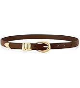 WHIPPY Women Skinny Leather Belt for Jeans Pants Dresses Ladies Fashion Waist Belt with Shiny Gol...