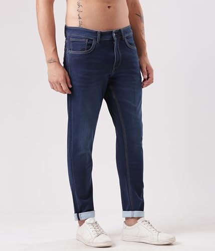 Image of TURMS Men's Cool Tech Jeans All Degree Anti Odor UV Protectant Travel Edition Mid Rise Denim Pants | Stretchable Comfort Cotton Rich