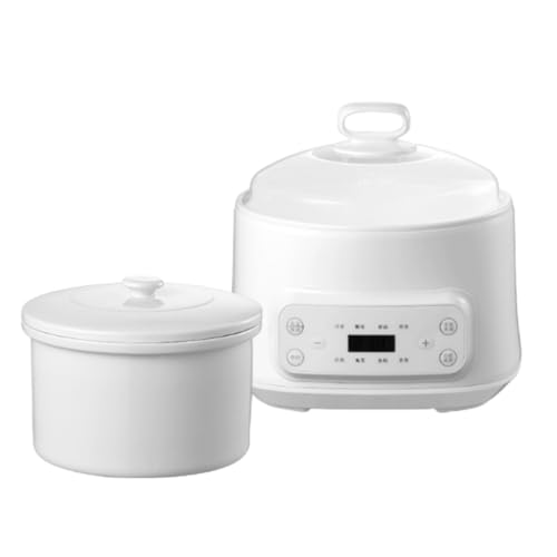 3L多機能家庭用スープメーカー、大容量全自動セラミック、電気シチューポット、ご飯、蒸し卵、デザート、シロップ、薬用食品、お粥などを簡単に調理でき、在宅勤務、旅行に適しています (ホワイト 3L シングルポット + ライナー)