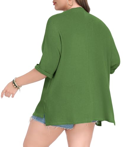Image of Lastshe Womens Plus Size Cardigan Short Sleeve Lightweight Loose Cover Ups Open Front Sweaters Summer Cardigan