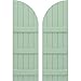 Ekena Millwork ARW401BQ518X72SGH Americraft Five 3 Exterior Real Wood Joined Board-n-Batten Shutters w/Arch Top (Per Pair), 17 1/2"W x 72"H, Seaglass