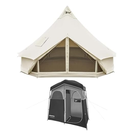 KingCamp 16.4ft Khan Canvas Bell Tent for Camping, Perfect for 6-8 Person, with Double Room Shower Tent