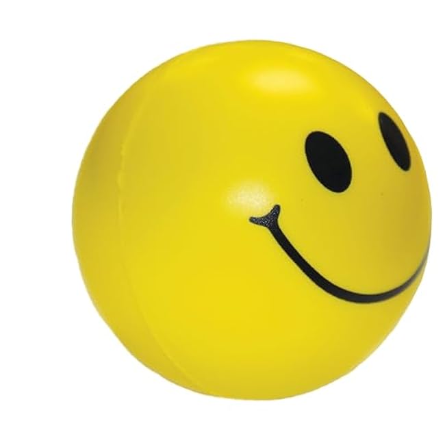 Rehabilitation Advantage 12-Pack Firm Yellow Smiley Ball Hand Exercisers. Grip Strength Therapy, Stress and Recovery Aid.