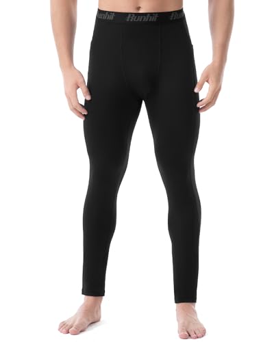 Runhit Men's Thermal Compression Pants with Pockets Base Layer for Cold Weather Wintergear Sports Running Leggings Tights2
