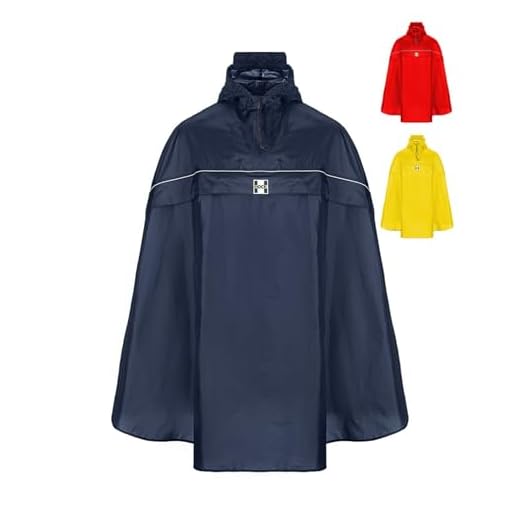 Vorcool Regen-Poncho mit Kapuze, winddicht, Regenjacke, mit transparenter Kappe, Marineblau 4 HOCK Fahrrad Regenponcho mit Kapuze inkl. Sichtfenster - Fahrradponcho Wasserdicht mit Reflektoren - Herren Damen Regenschutz - Optimales Regencape zum Mitnehmen für alle Biker - Blau -XL