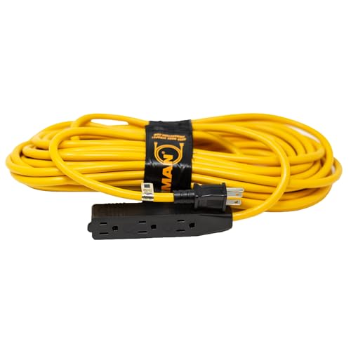 Firman 2020 50\' Medium Duty Generator Utility Power Cord, 5-15P to (3) 5-15R, 14 Gauge, 15A, 1875W, Outdoor Rated Extension Cord with Storage Strap for Jobsite, RV, Home, Backup Power - Thumbnail 5
