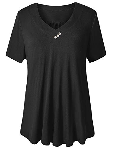 FOLUNSI Womenâ€™s Tunic Top Causal T Shirt for Leggings Black 3XL