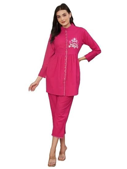aaheli Women's Pink Embroidered Co-Ord Set | Co-ord Set With Pant And Top-picture-15