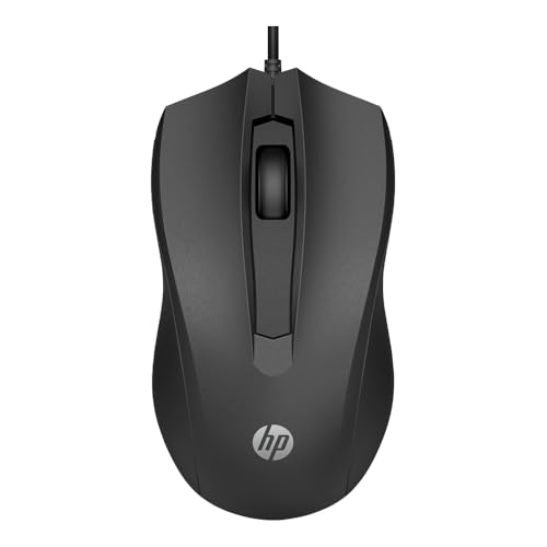 Mouse com Fio HP USB 100 – Sensor Ă“ptico de 1600 DPI, Design Ambidestro, Conectividade USB-A, CompatĂvel com Windows e macOS, Plug & Play, Preto (6VY96AA)