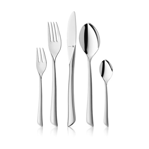 WMF Virginia Edelstahl Besteck Set 6 Personen, Essbesteck Set 30 teilig, Hohlheftmesser, Cromargan protect teilmattiert, kratzbeständig