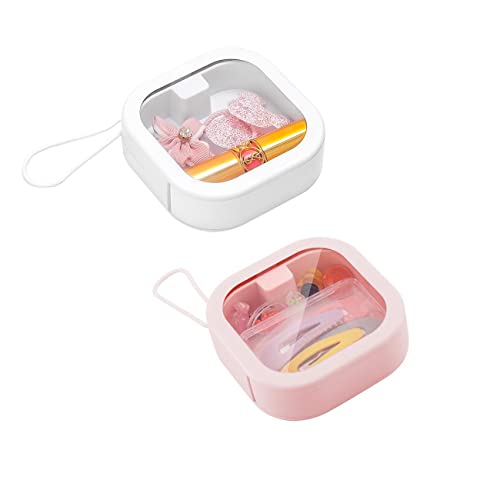 2 Pack Hair Tie Organizer Hair Accessories Container Travel Q-Tips Holder Cotton Swab Holder Hair Clip Container Jewelry Holder Box Small Items Organizer