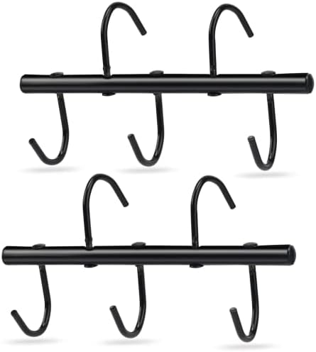 2Pcs Tack Rack with Swivel Hooks,5 Hook Portable Bridle Rack for Horse Tack Holder Stall and Fence(Black)