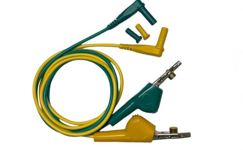 Image of TL510 Alligator Clip Bed of Nails to 4mm Banana Plug Male Right Angle Silicone Test Lead,Multimeter Piercing Test Leads (Green,Yellow)