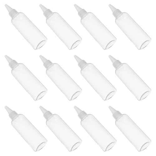 Cabilock 12 Piezas Botellas de Plástico Pet Transparentes de Viaje Dispensador de Loción Rellenable Antigoteo para Cosméticos Cuidado Piel y Pintura
