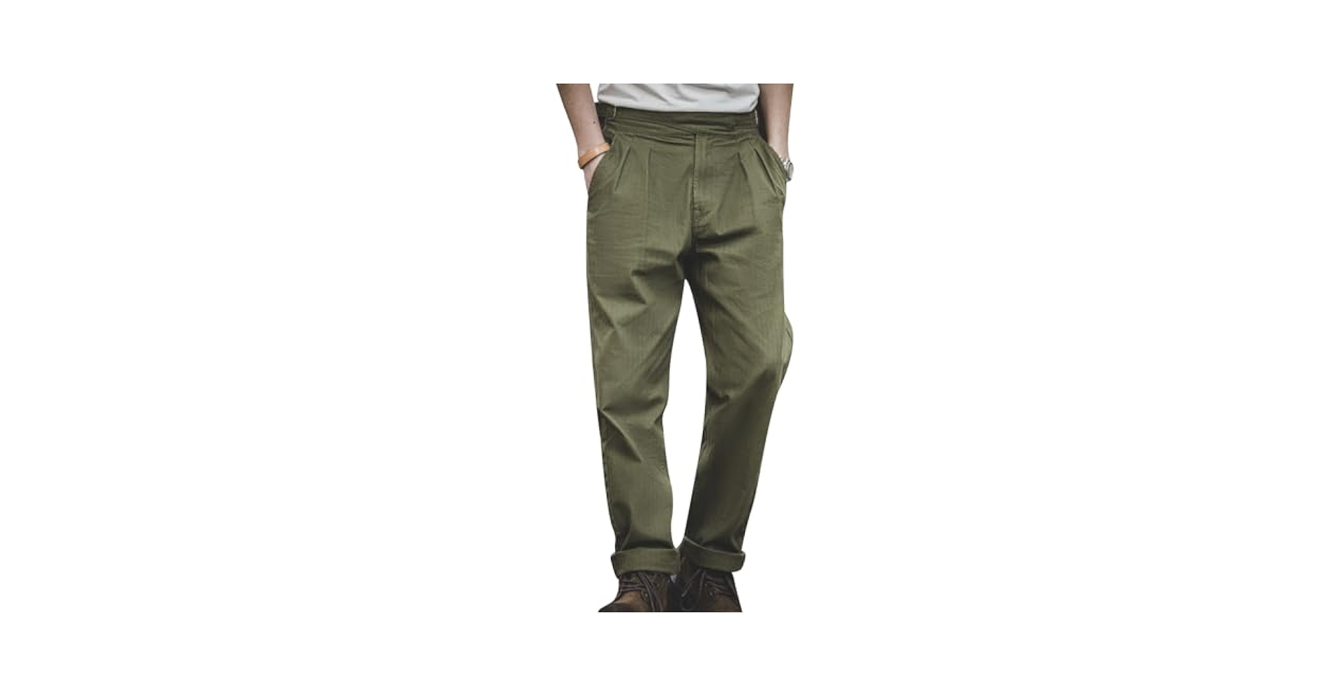 Snoly Men's Spring Summer Retro Cotton Tapered Leg Flat