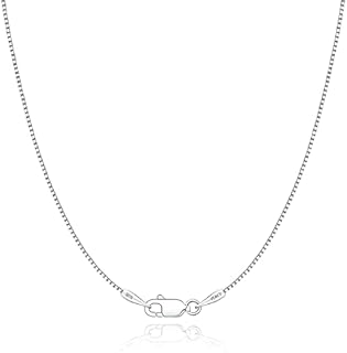Momlovu Sterling Silver Chain for Women Girls, 0.9mm Box Chain Thin & Sturdy & Elegant Italian Silver Chain Necklace 16" 18" 20" 22" 24" Inch