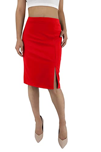 JOPHY & CO. Falda Midi de Mujer con Cintura Alta y Aberturas Laterales elásticas (cod. 6486), Rojo, M