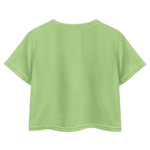 Image of Girls Fashion Crewneck Tee Shirts Casual Short Sleeve Crop Top Summer Outfits 5-14 Years Old