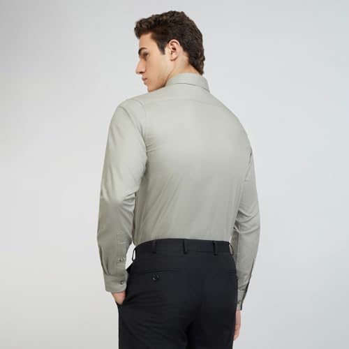 Image of Raymond Men's Pure Cotton Solid Pattern Slim Fit Semi Cutaway Collar Full Sleeve Formal Shirt