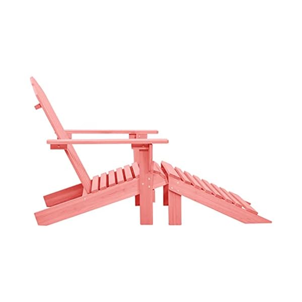 vidaXL Solid Fir Wood Garden Adirondack Chair with Ottoman Outdoor Wooden Furniture Patio Terrance Backyard Seating Armchair Lounge Chair Set Pink - Image 4