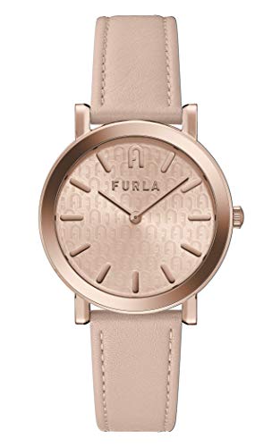 Furla Watches Women's Stainless Steel Quartz Dress Watch with Leather Strap, Pink, 18 (Model: WW00003006L3)
