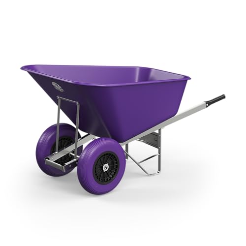 Agri Barrow Wheel Barrow 200 Litre Plastic Wheelbarrow with Puncture Proof Twin Slim Tyres, Purple – Ideal for Equestrians, Farmers, Gardeners, Stable Yards, and Heavy-Duty Use