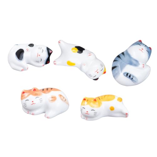 HOLIDYOYO 5個 和風デザインの製招?猫箸置き点 箸 フォーク スプーン用テー