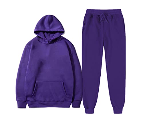 Ensemble de survêtement violet Kiioouu sweat à capuche et pantalon homme taille M