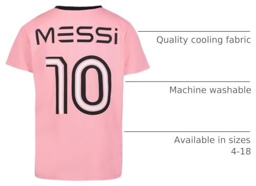 Image of Messi Boys' Lifestyle Short Sleeve Top, Loose-fit V-Neck Shirt with Logo, Comfortable