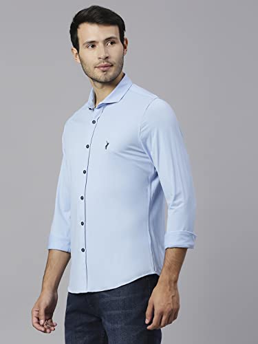 Image of Thomas Scott Men's | Solid | Full Sleeve | Slim Fit | Cotton Elastane | Spread Collar | Knitted Shirt