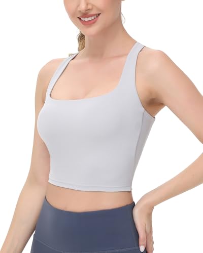 Image of romansong Strappy Yoga Sports Bras for Women Padded Criss-Cross Back Tank Tops