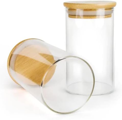 10OZ Wood LID Suction Glass Jars - 14 Grams - 80 Count