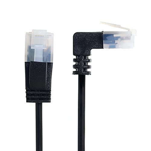 xiwai Câble Ethernet Ultra Slim Cat6 RJ45 coudé vers droit UTP câble réseau câble de raccordement 90 degrés Cat6a LAN pour ordinateur portable routeur TV Box (1.0 m)