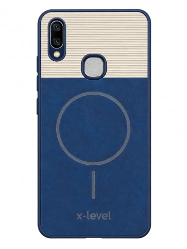 Image of Bintage Mac Safe Design Hard Slim Back Case | Soft Border Camera Protect | Dual PU Leather Finish Back Cover Compatible for Vivo Y95 /Vivo Y93 /Vivo Y91 - Royal Blue