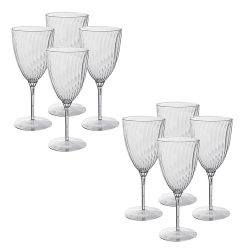 WEKAMOS 8個 一次使用可能な透明プラスチック製ワインカップ 耐水性パーティー用赤ワイングラス ホームイベント向け使い捨てゴブレット