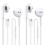 2 Pack of USB C Headphones for iPhone 16/16 Pro/16 Plus/16 Pro Max/15/15 Plus/15 Pro/15 Pro Max,USB Type C Earphones HiFi Stere, White Wired Earbuds with Microphone & Volume Control