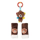 Diono Baby Bear Character Car Seat Straps & Toy, Shoulder Pads for Baby, Infant, Toddler, 2 Pack Soft Seat Belt Cushion and Stroller Harness Covers Helps Prevent Strap Irritation